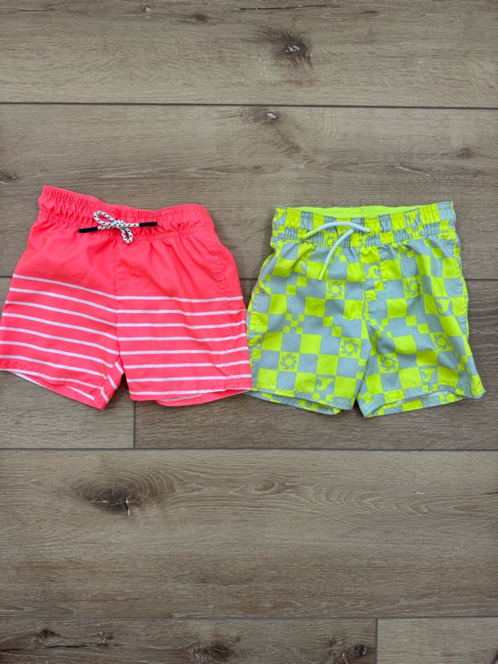 Cat & Jack Kids Neon Pink & Lime Patterned Swim Shorts - 2 Pack